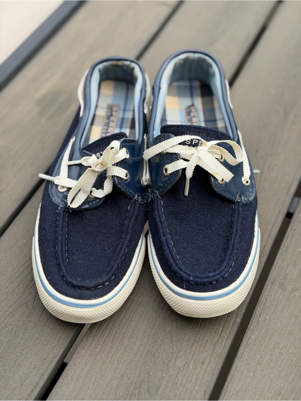 Sperry Plaid Lined Navy Shoes